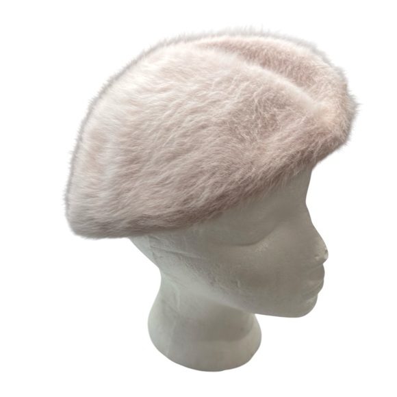 Kangol Angora Beret Hat Beret Blush Pink Fuzzy Winter Cap Made in England Preppy - Picture 1 of 15
